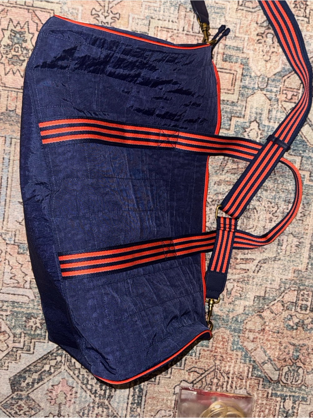 Navy and Orange Striped Men's Weekender Bag